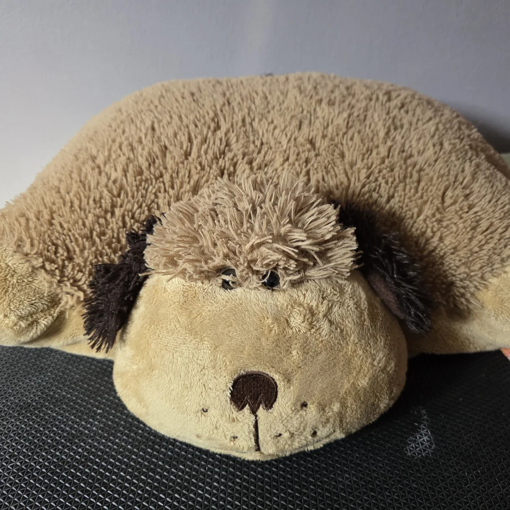 Cozy Plush Dog-Shaped Pet Pillow Bed - Tan